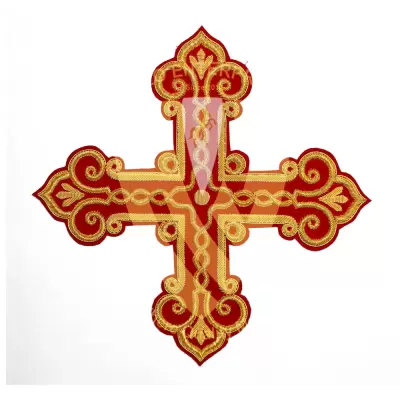 Greek Liturgical Embroidered Gold Cross Applique For Vestment